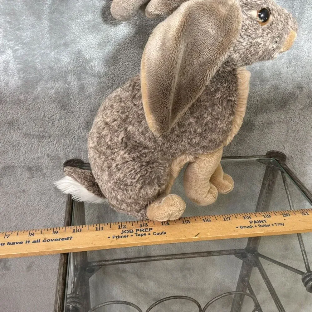 Wild Republic Realistic Rabbit Plush 12” Brown Hare  Stuffed Animal wired ears